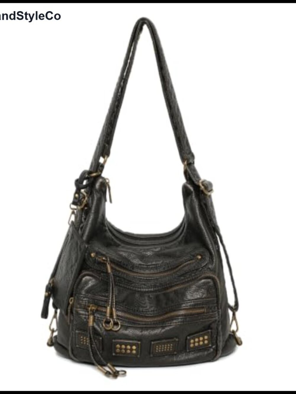 Y2K Vintage Hobo Bag Vegan Leather Shoulder Purse Multi-Pocket